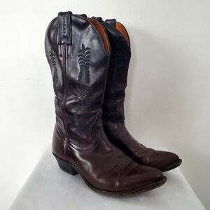 Vintage Boulet Cowboy Western Leather Burgundy Boot 7